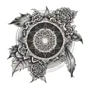 A design inspired by the band Bring Me The Horizon, incorporating their logo or imagery in a unique and artistic way tattoo design idea