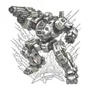 Mechanical titan from Titanfall battling a space alien with lasers tattoo design idea