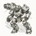 Mechanical titan from Titanfall battling a space alien with lasers tattoo design idea