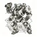 Mechanical titan from Titanfall battling a space alien with lasers tattoo design idea