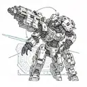 Mechanical titan from Titanfall battling a space alien with lasers tattoo design idea