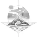 triple cross on hill with sunset and clouds   tattoo design idea