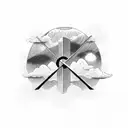 triple cross on hill with sunset and clouds   tattoo design idea