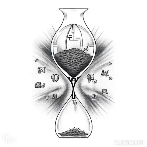 hourglass tattoo that represents change and new life using a bomb and a plant tattoo design idea
