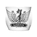 A blackwork tattoo featuring the iconic Liver Bird intertwined with a steaming coffee mug, representing the client's love for both Liverpool and coffee. tattoo design idea