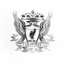 A blackwork tattoo featuring the iconic Liver Bird intertwined with a steaming coffee mug, representing the client's love for both Liverpool and coffee. tattoo design idea