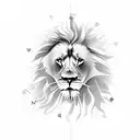 A lion and a clock intertwined, symbolizing the importance of time and family in management. tattoo design idea