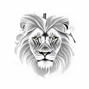 A lion and a clock intertwined, symbolizing the importance of time and family in management. tattoo design idea