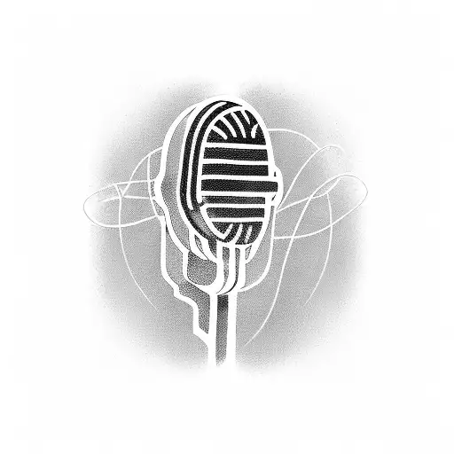 Microphone intertwined with musical notes tattoo design idea
