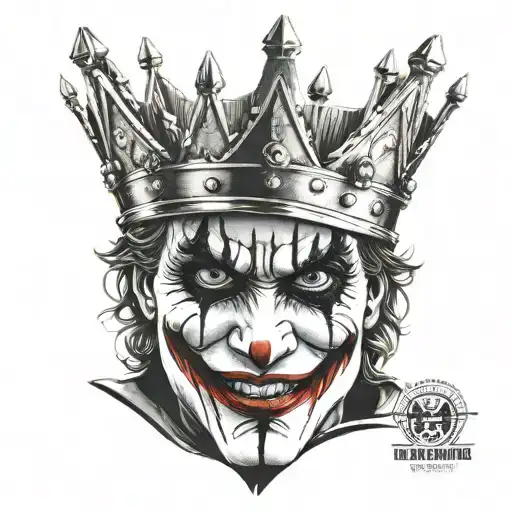 joker face with crown tattoo design idea