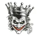 joker face with crown tattoo design idea
