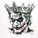 joker face with crown tattoo design idea
