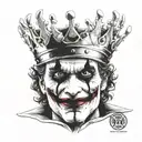 joker face with crown tattoo design idea