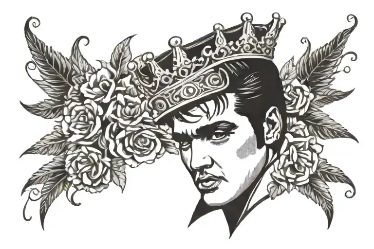 elvis with a crown tattoo design idea