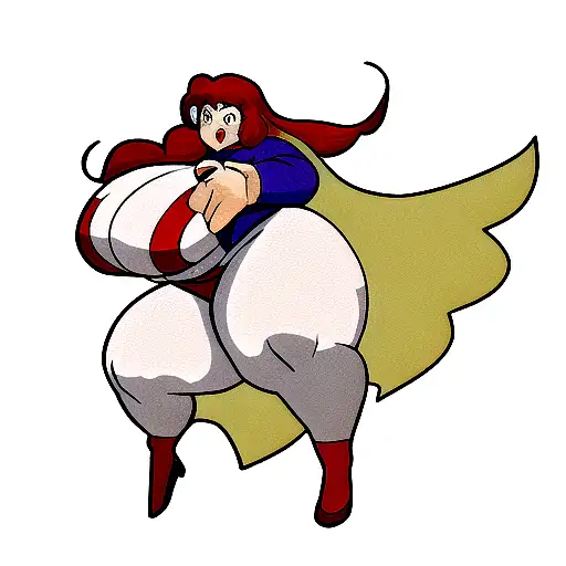 fat superwoman in full growth in marvel style  tattoo design idea