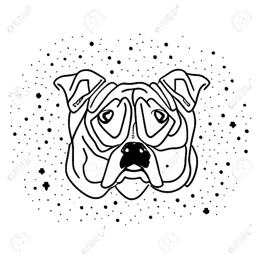 A minimalist tattoo of a boxer dog and a cat sitting together, with a starry sky behind them tattoo design idea