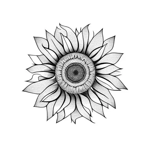 Sunflower and Illuminati colored tattoo design idea