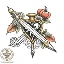 realism heart dagger tattoo design idea