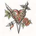 realism heart dagger tattoo design idea