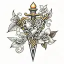 realism heart dagger tattoo design idea
