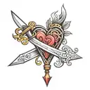 realism heart dagger tattoo design idea