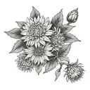 Aster flowers tattoo design idea