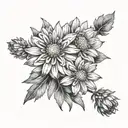 Aster flowers tattoo design idea