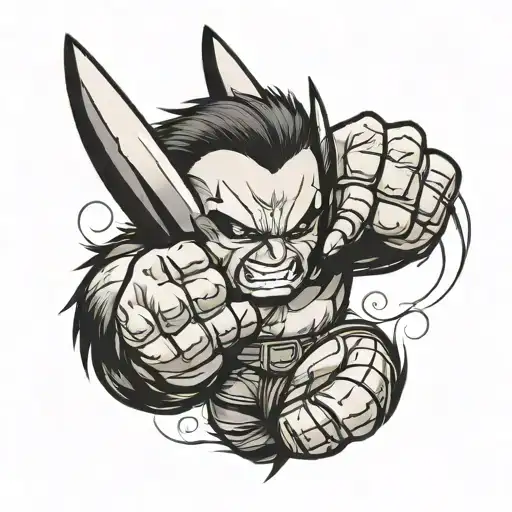 Baby x-men wolverine claws extended tattoo design idea