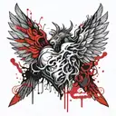 angelic human heart with devils wings tattoo design idea