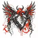 angelic human heart with devils wings tattoo design idea