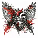 angelic human heart with devils wings tattoo design idea