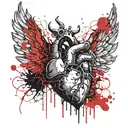 angelic human heart with devils wings tattoo design idea
