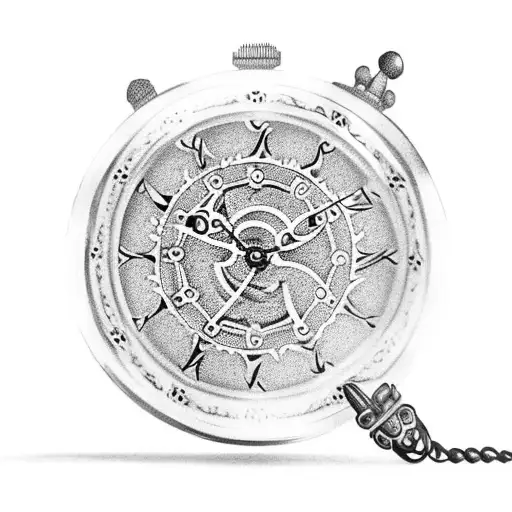 Vintage pocket watch with intricate gears and cogs tattoo design idea
