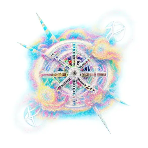 A mix of Burning Man, Love, peace tattoo design idea