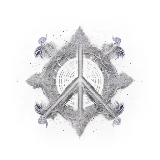 A mix of Burning Man, Love, peace tattoo design idea