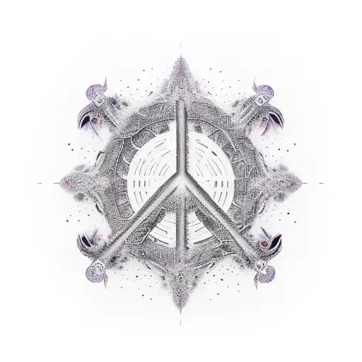 A mix of Burning Man, Love, peace tattoo design idea