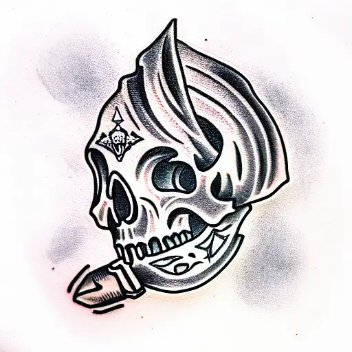  skull pierced with a dagger tattoo design idea