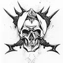  skull pierced with a dagger tattoo design idea