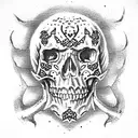  skull pierced with a dagger tattoo design idea