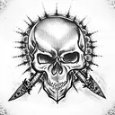  skull pierced with a dagger tattoo design idea