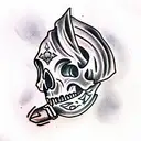  skull pierced with a dagger tattoo design idea