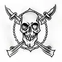  skull pierced with a dagger tattoo design idea