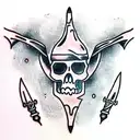  skull pierced with a dagger tattoo design idea