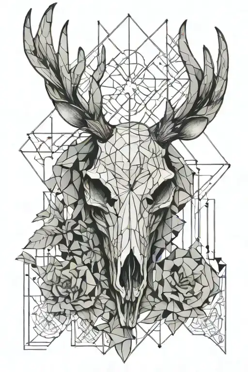 deer skull tattoo design idea