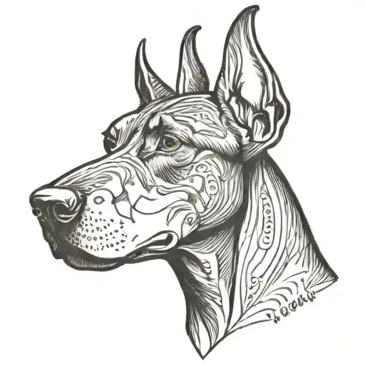 Doberman head ears outline tattoo design idea