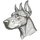 Doberman head ears outline tattoo design idea
