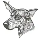 Doberman head ears outline tattoo design idea