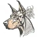 Doberman head ears outline tattoo design idea