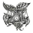 heart weighed against a feather on libra scales tattoo design idea