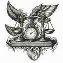 heart weighed against a feather on libra scales tattoo design idea